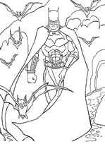 coloriage batman au milieu des chauves souris